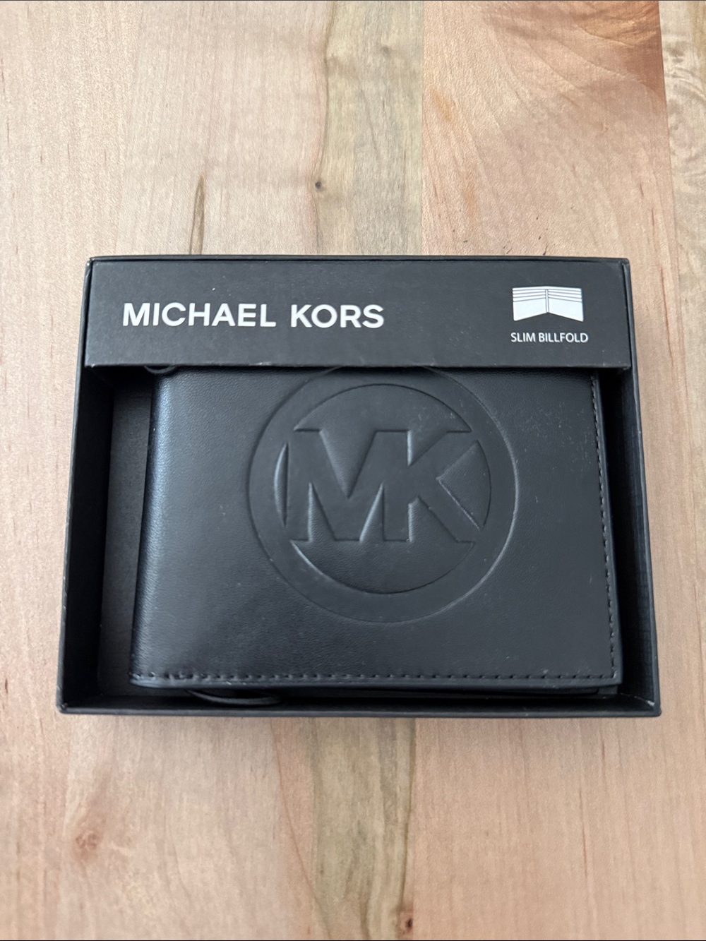 Michael Kors Black Embossed MK Slim Wallet